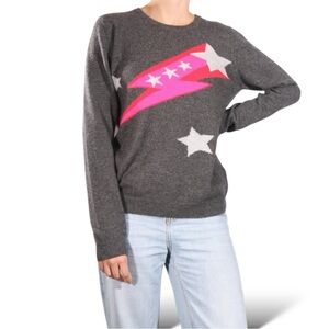 Charcoal Star Sweater with Neon Pink Bolt